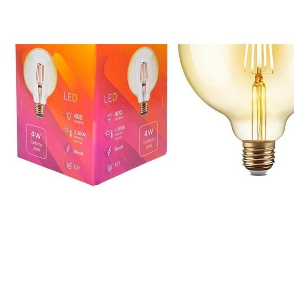 Lampada Filamento De Led Elgin G 95 - 4W. 2200K E-27 Bivolt Imagem de Lampada Filamento De Led Elgin G 95 - 4W. 2200K E-27 Bivolt
