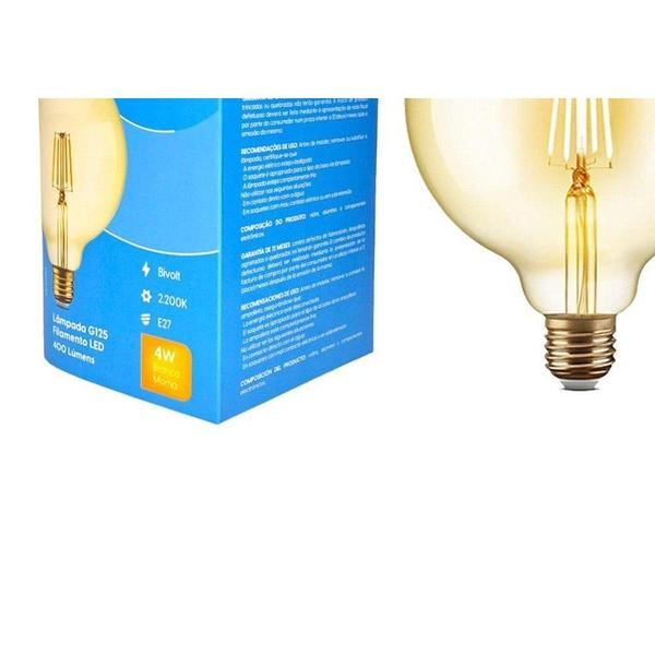 Imagem de Lampada Filamento De Led Elgin G125 - 4W. 2200K E-27 Bivolt