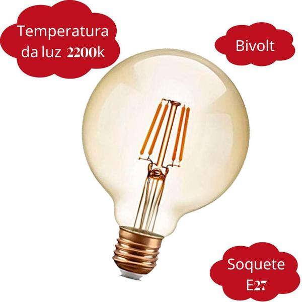 Imagem de Lâmpada Filamento Led 4W Bivolt E27 2200K Luz Amarela