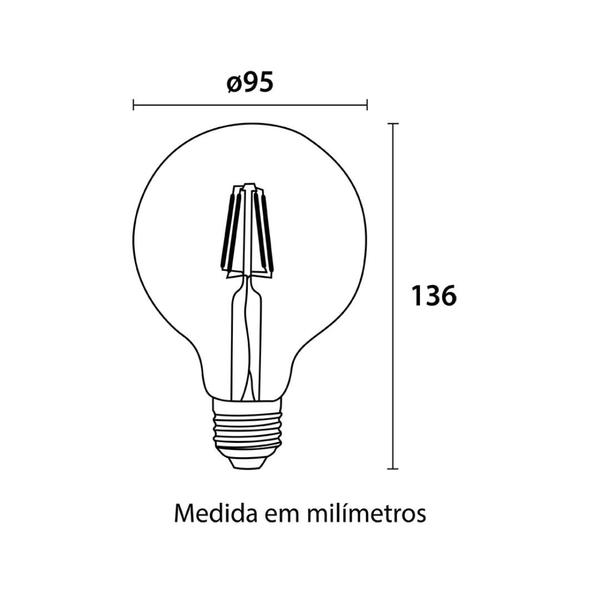 Imagem de Lâmpada Filamento LED G95 4W - 440lm 2.200K - Blumenau