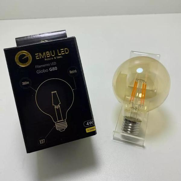 Imagem de Lâmpada Filamento LED G95 4W E27 Âmbar Retrô Vintage 110V/220V  Bivolt