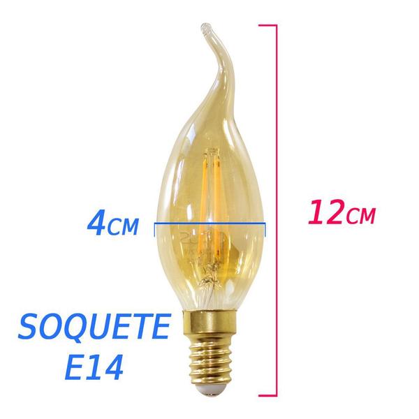 Imagem de Lâmpada Filamento Led Vela Chama Ambar 2200k 110V St428