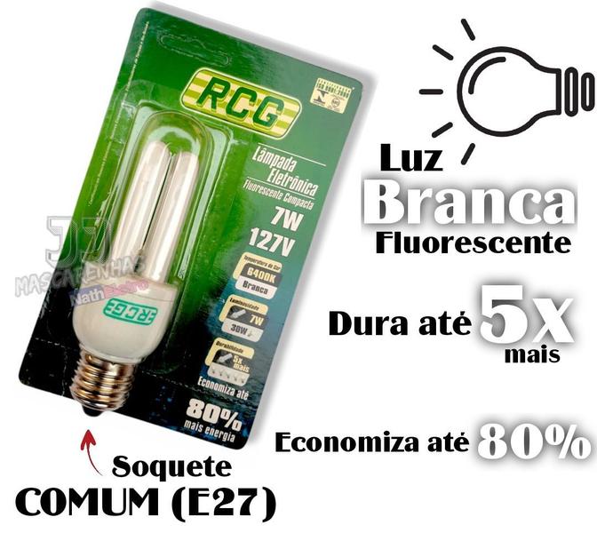 Imagem de Lampada Fluorescente Rcg Luz Branca Nova 127v 7w 6400k 20un