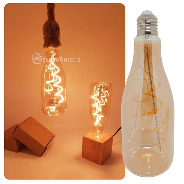Lâmpada Formato Garrafa Retrô Com Filamento LED 4W Bivolt Ângulo de Abertura 360 Graus 61522 - Embu LED Imagem de Lâmpada Formato Garrafa Retrô Com Filamento LED 4W Bivolt Ângulo de Abertura 360 Graus 61522