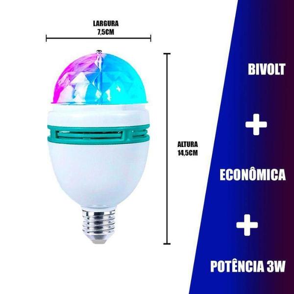 Imagem de Lâmpada Giratória Colorida Led Bola Maluca Rgb + Adaptador