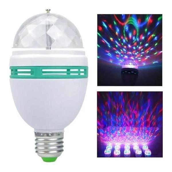 Imagem de Lâmpada Giratória Colorida Led Bola Maluca Rgb + Adaptador