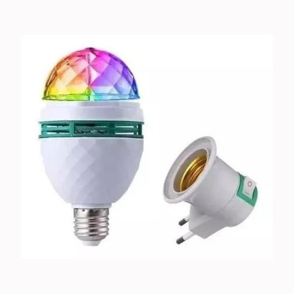 Imagem de Lampada Globo De Luz Led Rgb Giratoria Bola Maluca Colorida Rotativa Festa Socket Padrao