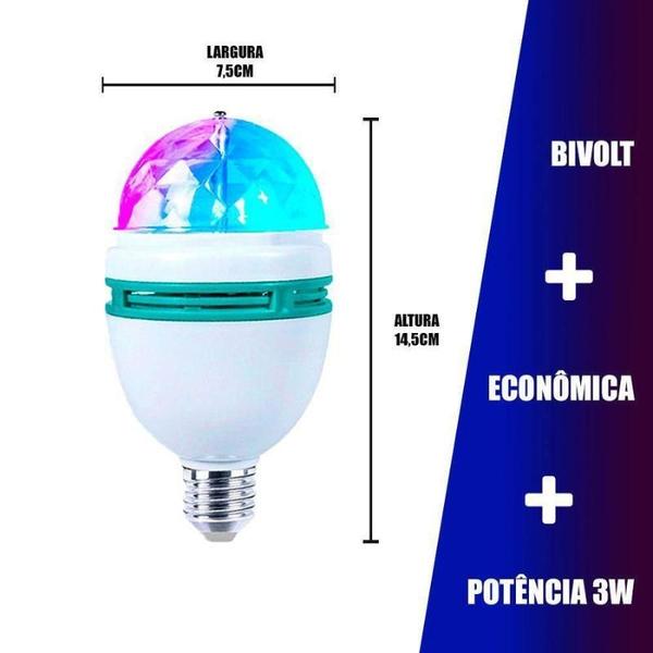 Imagem de Lâmpada Globo Luz Led Rgb Festa Giratória Colorida Socket