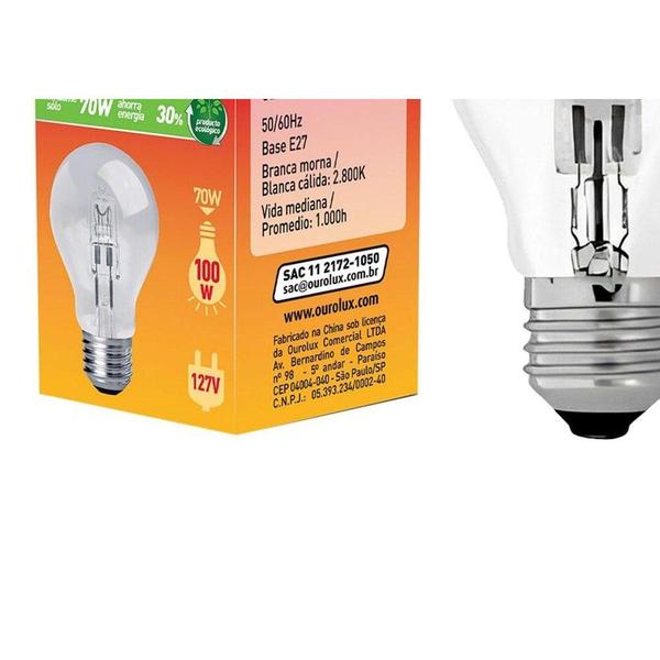 Imagem de Lampada Halogena A-60 Ourolux 70W. E-27 127V.