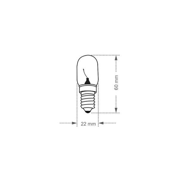 Imagem de Lâmpada Incandescente Taschibra T22 para Microondas 15W E14 2700K Luz Amarela