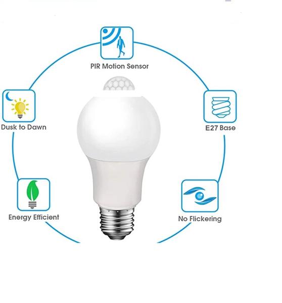 Imagem de Lâmpada Kit c/2 Led 9w Com Sensor De Presença Branco Frio Bivolt