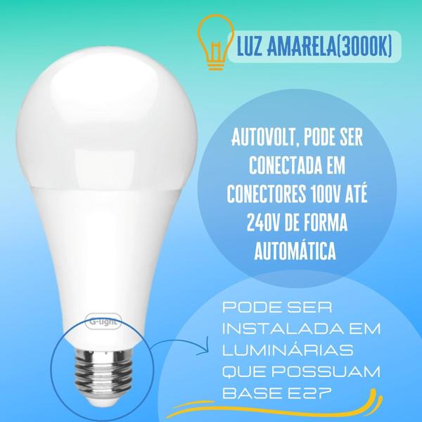 Imagem de Lampada Led 20W 3000K Branco Quente Luz Amarela Autovolt Alta Eficiência Econômica