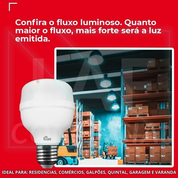 Imagem de Lâmpada Led 20W Bulbo Bivolt Luz Branca 6500k Economica