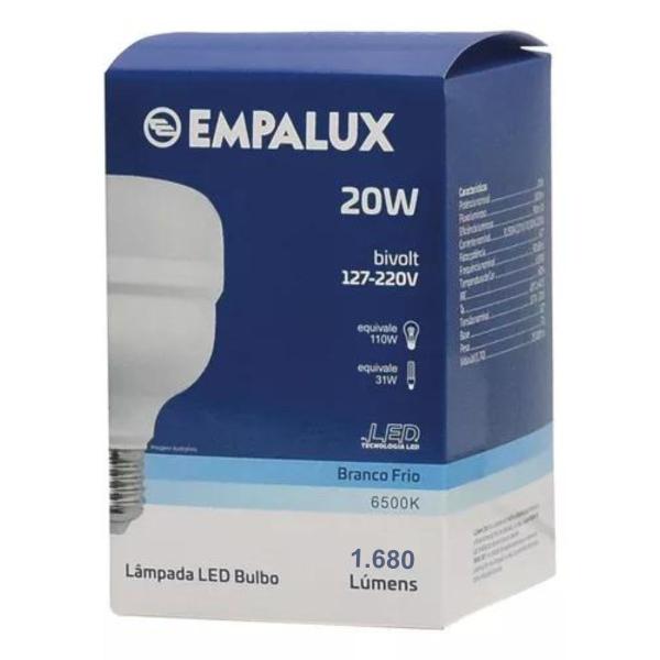 Imagem de Lâmpada Led 20w Empalux Bulbo E27 Residencial Bivolt 1.600lm Branco Frio 6500K Luz Branca