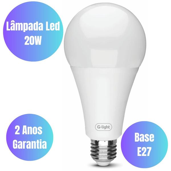 Imagem de Lampada Led 3000K Branco Quente 20w Econômica Autovolt E27 P/ Sacada Sala Escritorio Banheiro Cozinha Quarto Varanda