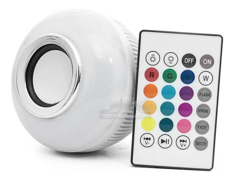 Imagem de Lampada Led 6w Rgb Caixa Som Bluetooth Controle 2 Em 1 Mp3