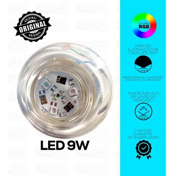 Imagem de Lâmpada Led 9w 75mm Luminária Rgb Piscina Rosca 1/2