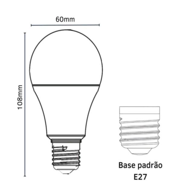 Imagem de  Lâmpada Led 9w Bulbo Bivolt Branca 6500k equivalente a uma lampada de 60w vida util 25mil horas