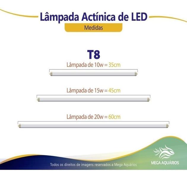 Imagem de Lâmpada Led Actínica 15W 45Cm Uva T8 Aquário Marinho Mata