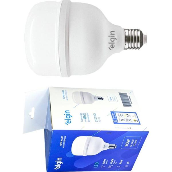 Lampada Led Alta Potencia Elgin 50W. 4000Lm Bivolt 6500K. Imagem de Lampada Led Alta Potencia Elgin 50W. 4000Lm Bivolt 6500K.