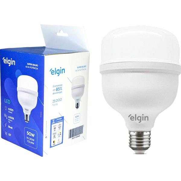Lampada Led Alta Potencia Elgin 50W. 4000Lm Bivolt 6500K. Imagem de Lampada Led Alta Potencia Elgin 50W. 4000Lm Bivolt 6500K.