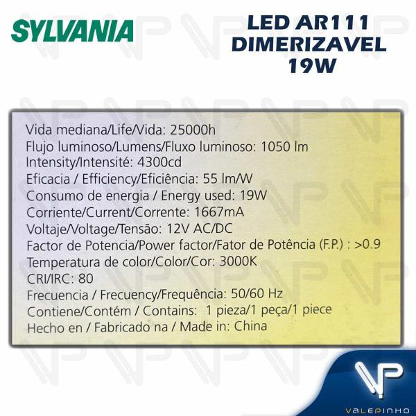 Imagem de Lampada led ar111 19w 220v 25g 3000k(branco quente)g53 dimerizável