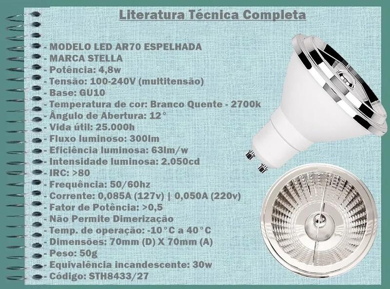 Imagem de Lâmpada Led Ar70 12 4,8W Gu10 Bivolt Quente 2700K