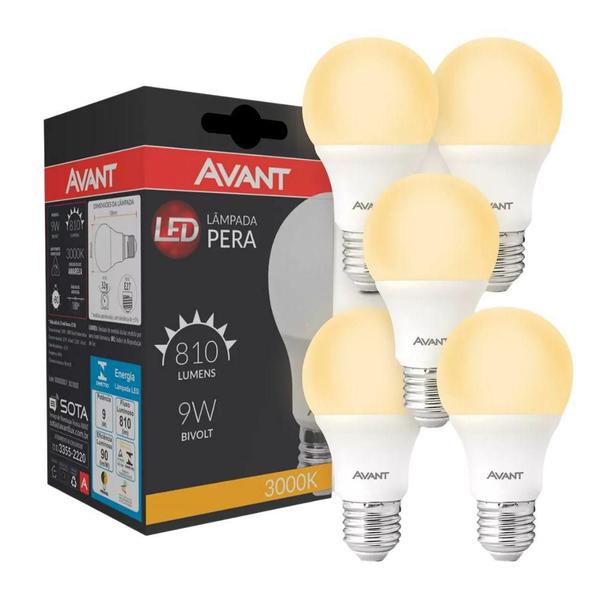 Imagem de Lâmpada Led Avant 9W 3000k E27 Bivolt 5 Unidades