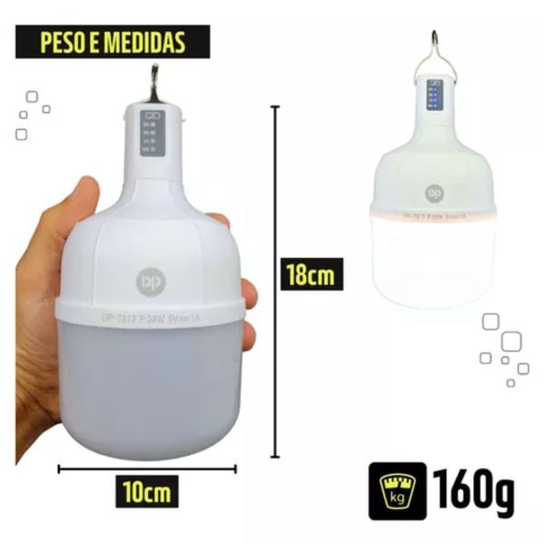 Imagem de LÂMPADA LED Branca 38W RECARREGÁVEL USB para Camping