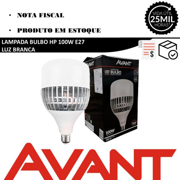 Lampada Led Bulbo 100w E27 Branco Frio 6500K Alta Potencia - Avant Imagem de Lampada Led Bulbo 100w E27 Branco Frio 6500K Alta Potencia