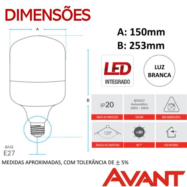 Imagem de Lampada Led Bulbo 100w E27 Branco Frio 6500K Alta Potencia