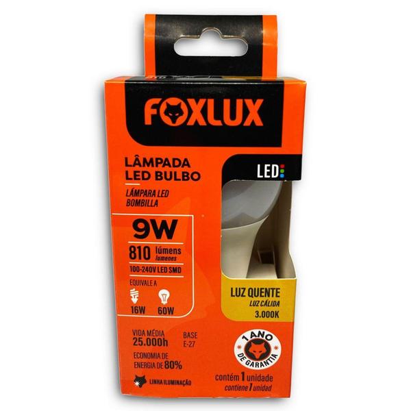 Imagem de Lâmpada Led Bulbo 110/220v 9w 3.000k Foxlux