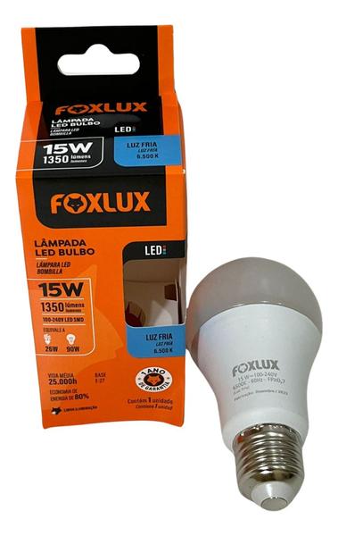 Lampada Led Bulbo 15w 6500 K Foxlux Bivolt Kit 04 Und Imagem de Lampada Led Bulbo 15w 6500 K Foxlux Bivolt Kit 04 Und