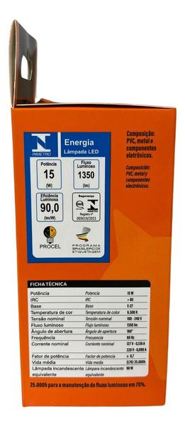 Lampada Led Bulbo 15w 6500 K Foxlux Bivolt Kit 04 Und Imagem de Lampada Led Bulbo 15w 6500 K Foxlux Bivolt Kit 04 Und