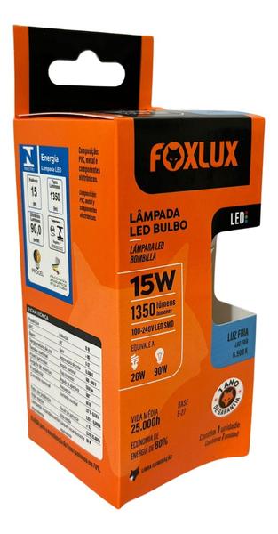 Lampada Led Bulbo 15w 6500 K Foxlux Bivolt Kit 04 Und Imagem de Lampada Led Bulbo 15w 6500 K Foxlux Bivolt Kit 04 Und