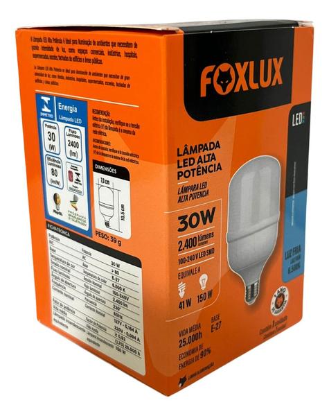 Imagem de Lampada Led Bulbo 30w 6500 K Foxlux Bivolt Kit 02 Und