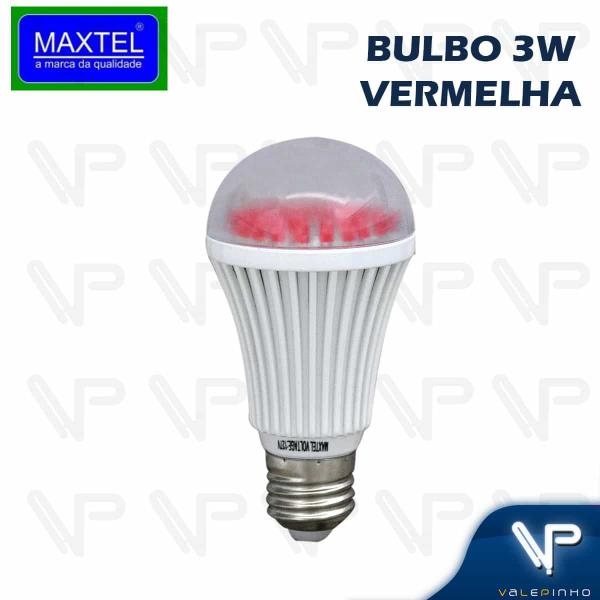 Imagem de Lâmpada led bulbo 3w 127v vermelho e27 kit12