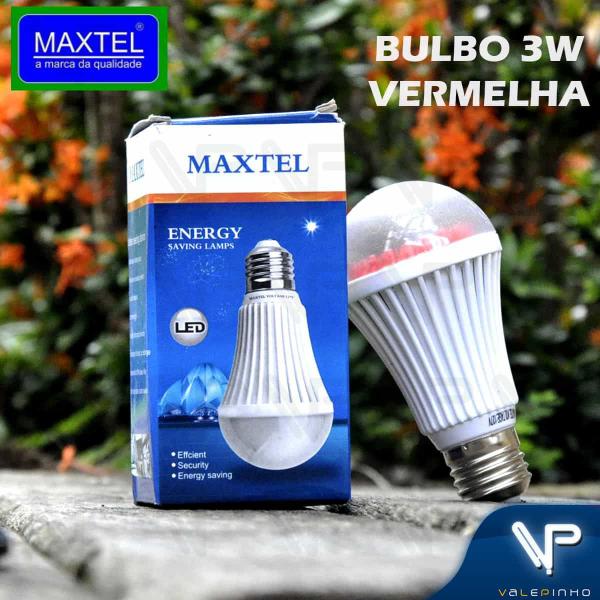 Imagem de Lâmpada led bulbo 3w 127v vermelho e27 kit12