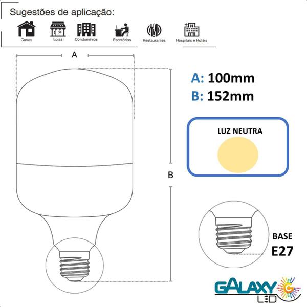 Imagem de Lampada Led Bulbo 50W Branco Neutro 4000K Alta Potencia