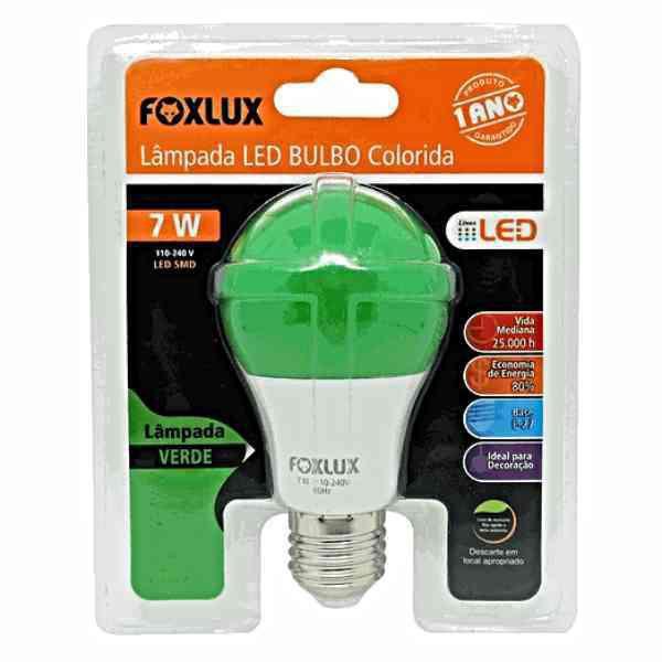 Imagem de Lampada Led Bulbo 7W Verde Bivolt Foxlux