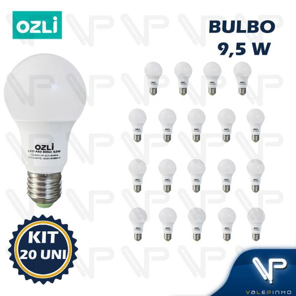 Imagem de Lâmpada led bulbo 9,5w 3000k(branco quente)e27 bivolt kit20