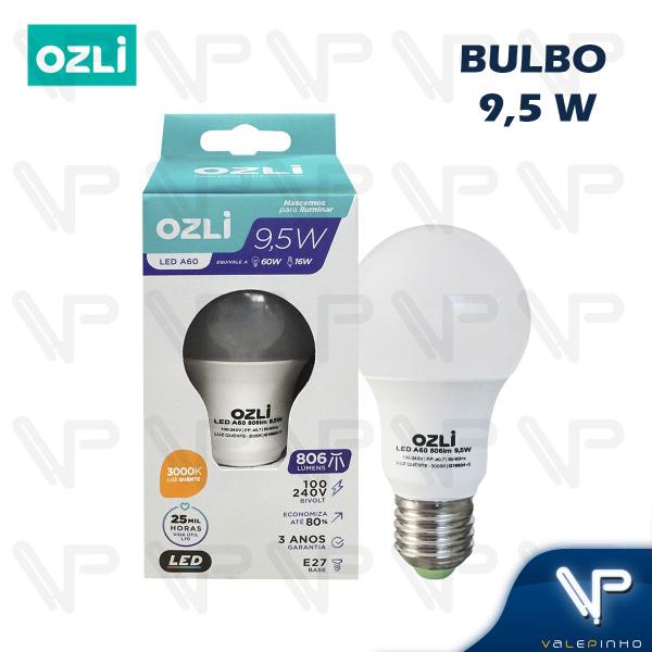 Imagem de Lâmpada led bulbo 9,5w 3000k(branco quente)e27 bivolt 