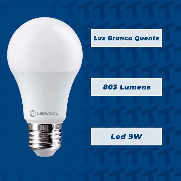 Imagem de Lampada LED Bulbo 9W 3000K Bivolt 803Lm Ledvance