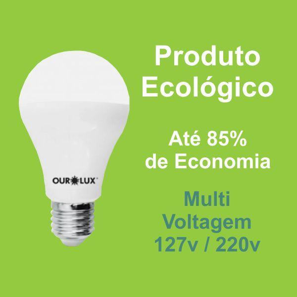 Imagem de Lâmpada Led Bulbo 9W Bivolt 6500K Kit 10 unid branco frio