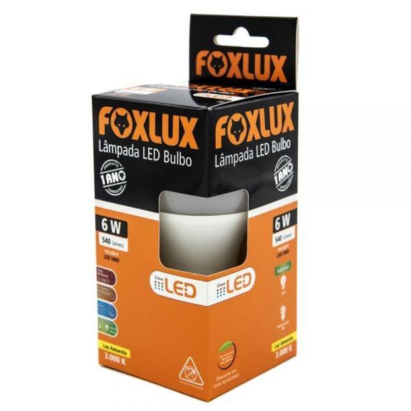 Imagem de Lampada led bulbo a60 6w e27 3000k amarela bivolt foxlux