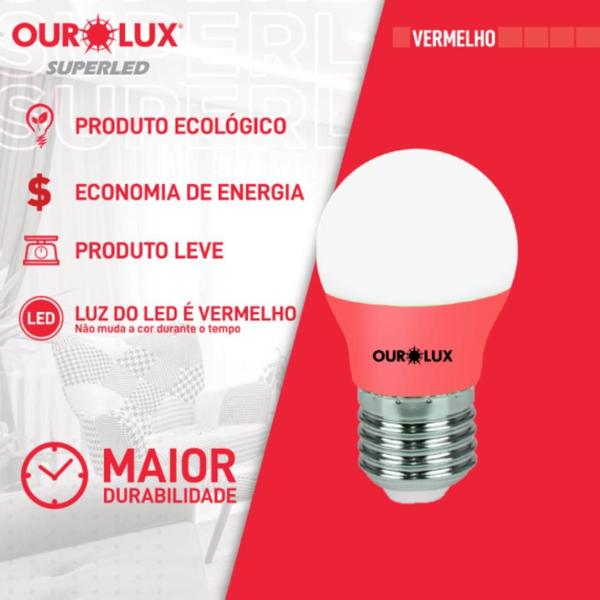 Imagem de Lâmpada  LED Bulbo Bolinha 3W E27 Colors - Ourolux 