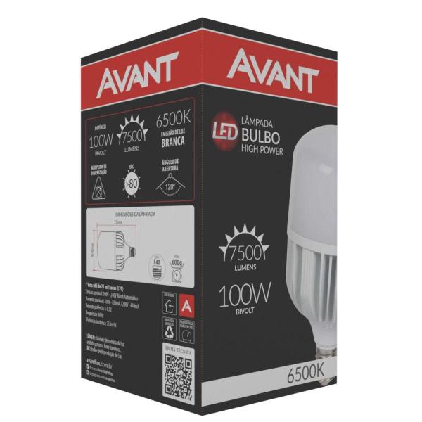 Imagem de Lâmpada Led Bulbo HP Avant 100W 6500K E27 Bivolt 10 Unidades