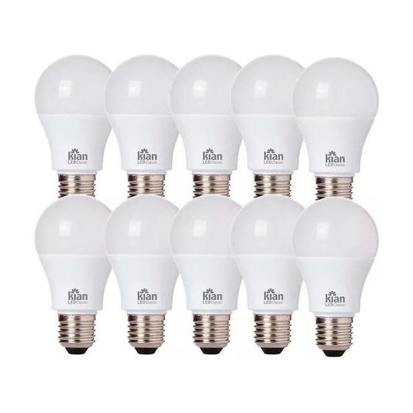 Imagem de Lampada led bulbo kian 15w branca 6500k bivolt com 10 unidades