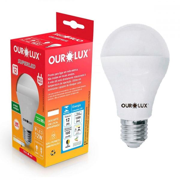 Lampada Led Bulbo Ourolux A60 - 12W. 6500K. ./ Kit Com 10 Peças Imagem de Lampada Led Bulbo Ourolux A60 - 12W. 6500K. ./ Kit Com 10 Peças
