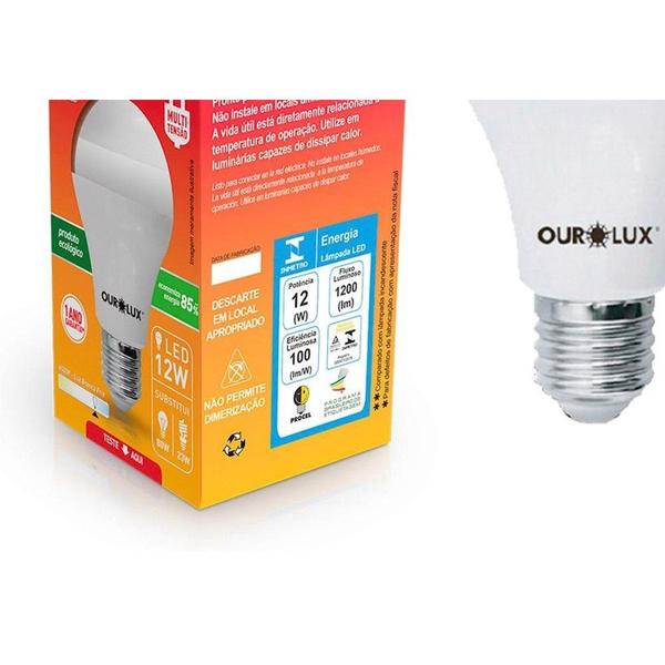 Lampada Led Bulbo Ourolux A60 - 12W. 6500K. ./ Kit Com 10 Peças Imagem de Lampada Led Bulbo Ourolux A60 - 12W. 6500K. ./ Kit Com 10 Peças